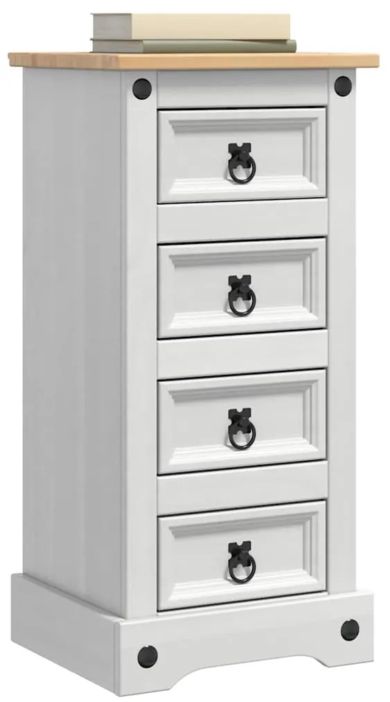 vidaXL Κομοδίνο Λευκό 35 x 32,5 x 74 εκ. Στερεά ξυλεία πεύκου