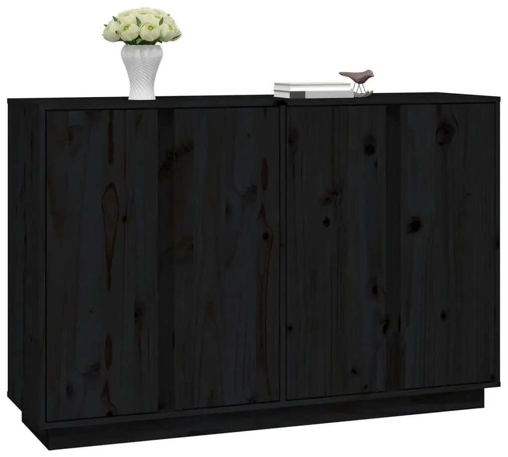 vidaXL Ντουλάπι Μαύρος 120x35x80 εκ. από Μασίφ Ξύλο Πεύκου