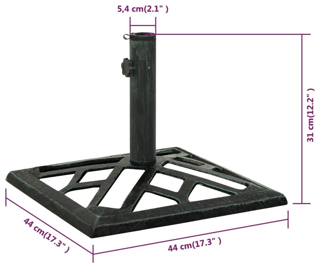 Βάση Ομπρέλας Πράσινη 44 x 44 x 31 εκ. από Χυτοσίδηρο - Πράσινο