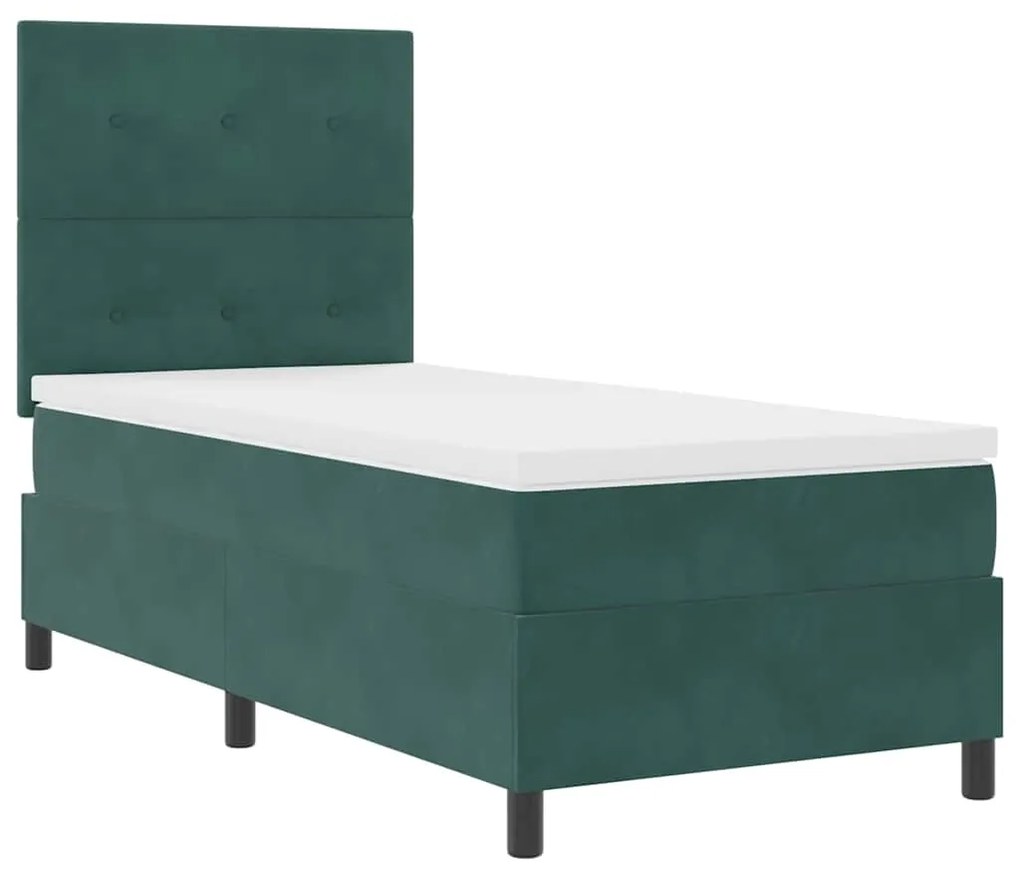 vidaXL Κρεβάτι με ελατήρια Σκούρο πράσινο 90 x 200 cm Βελούδο