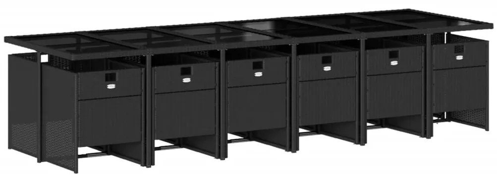 vidaXL Σετ Τραπεζαρίας Κήπου 13τεμ. Μαύρο από Συνθ. Ρατάν με Μαξιλάρια