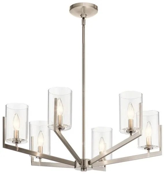 Πολυέλαιος Κρεμαστό Φωτιστικό 6xE14W Nye Quintiesse Elstead Lighting QN-NYE6-CLP Ασημί