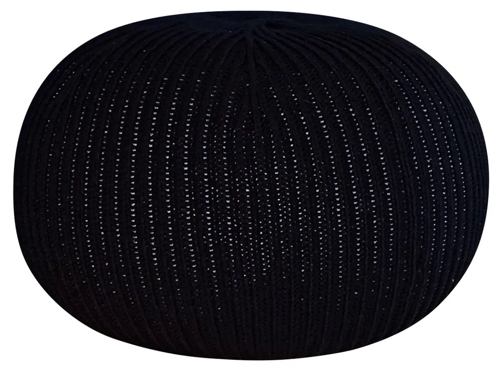 Πουφ Σκαμπό GULRU Αποσπώμενο Κάλυμμα Μαύρο Πλεκτό 50x50x35cm - Ακρυλικό - 14860032