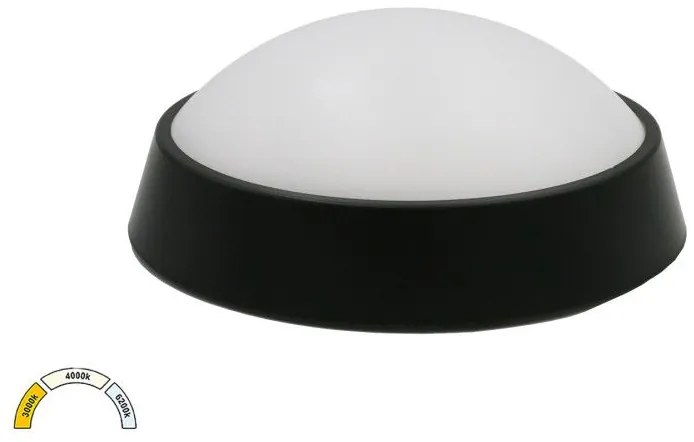 Πλαφονιέρα Φωτιστικό Οροφής LED 15W ΙΡ65 3CCT Φ18cm Lumen 21-1801518 Μαύρο