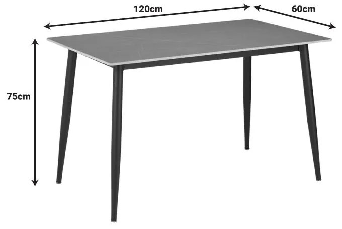 Τραπεζαρία Gustas-Bella σετ 5τμχ γκρι μαρμάρου sintered stone-μαύρο μέταλλο 120x60x75εκ