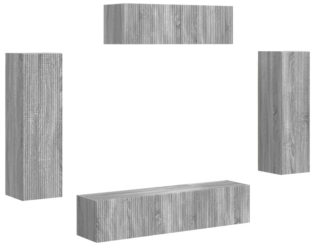 vidaXL Ντουλάπι TV 3 pcs Γκρίζο Σονομα