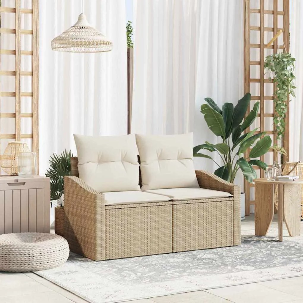 vidaXL Καναπές Κήπου με μαξιλάρι Μπεζ 123 x 62 x 69εκ συνθετικό ρατάν