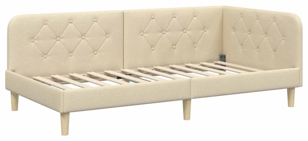 vidaXL Κρεβάτι Γωνίας με στρώμα με κεφαλάρι Κρεμ 90 x 200 cm ύφασμα