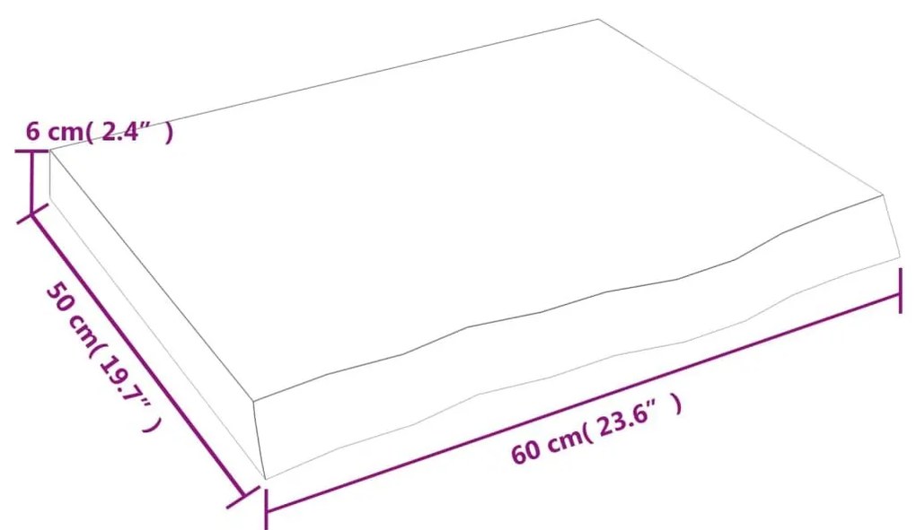 Πάγκος Μπάνιου 60x50x(2-6) εκ. από Ακατέργαστο Μασίφ Ξύλο - Καφέ