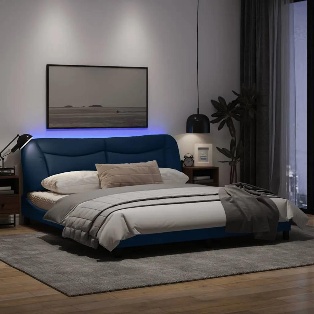 vidaXL Πλαίσιο Κρεβατιού με LED Μπλε 180x200 εκ. Υφασμάτινο
