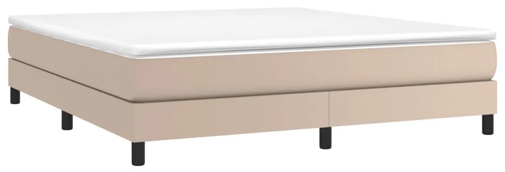 vidaXL Κρεβάτι Boxspring με Στρώμα Καπουτσίνο 180x200 εκ. Συνθ. Δέρμα