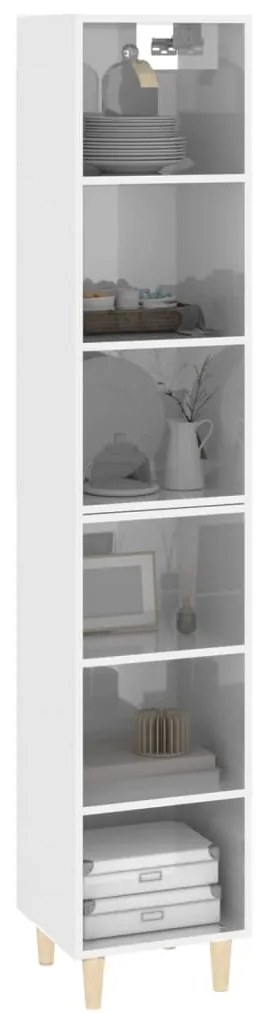 vidaXL Ντουλάπι Γυαλιστερό Λευκό 34,5x32,5x180 εκ. Επεξεργασμένο Ξύλο