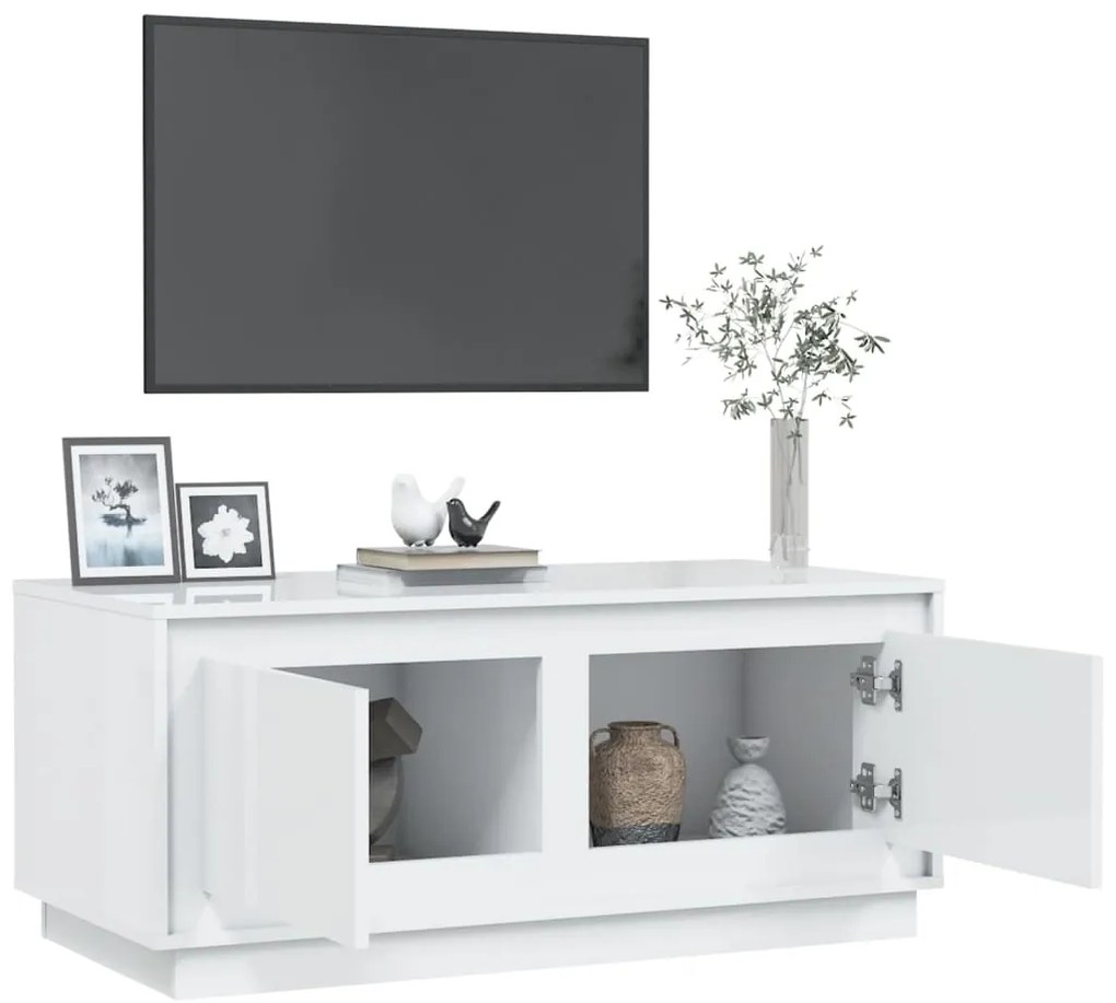 vidaXL Τραπεζάκι Σαλονιού Γυαλ. Λευκό 102x50x44 εκ. Επεξεργ. Ξύλο