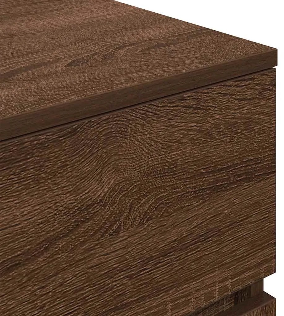 Κομοδίνα με 3 συρτάρια 2 τεμάχια καφέ δρυς 39x35x65 εκ. - Καφέ