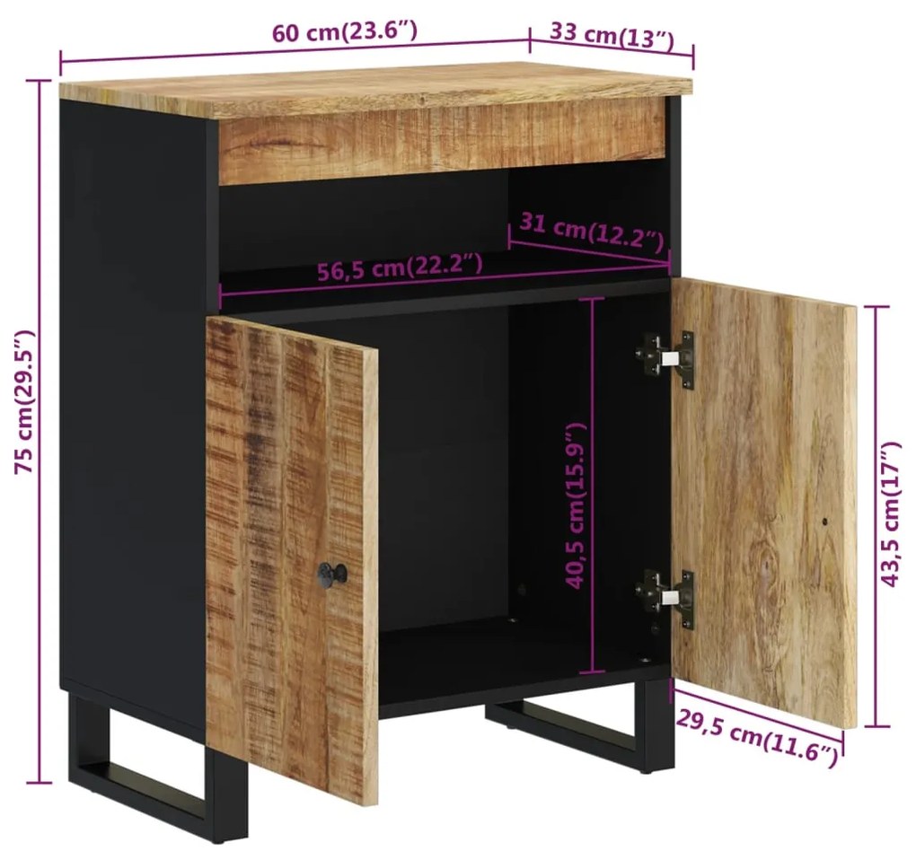 ΝΤΟΥΛΑΠΙ ΜΕ 2 ΠΟΡΤΕΣ 60 X 33 X 75 ΕΚ. ΑΠΟ ΜΑΣΙΦ ΞΥΛΟ ΜΑΝΓΚΟ 352913