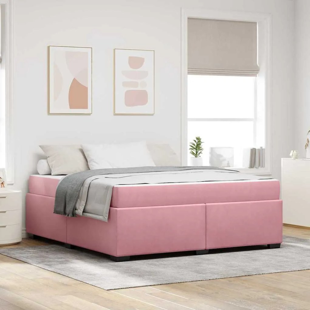vidaXL Σκελετός Κρεβατιού με στρώμα Ροζ 180 x 200 cm Βελούδο