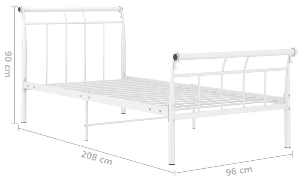 vidaXL Πλαίσιο Κρεβατιού Λευκό 90 x 200 εκ. Μεταλλικό