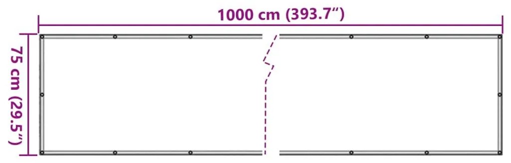 Περίφραξη Μπαλκονιού Σχέδιο Ledge Stone Γκρι 1000x75 εκ. PVC - Γκρι