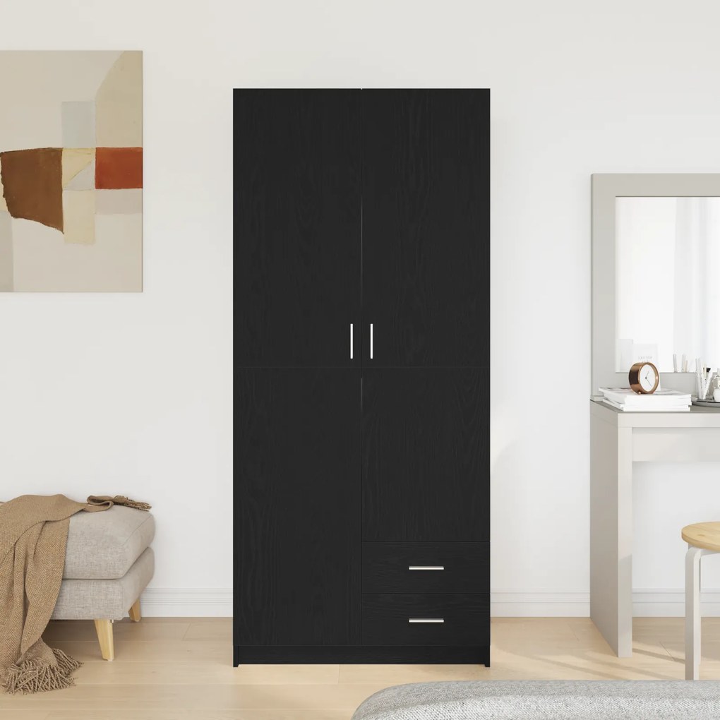 vidaXL Ντουλάπα  Μαύρη Δρυς 80x52x180 εκ. Επεξεργασμένο Ξύλο