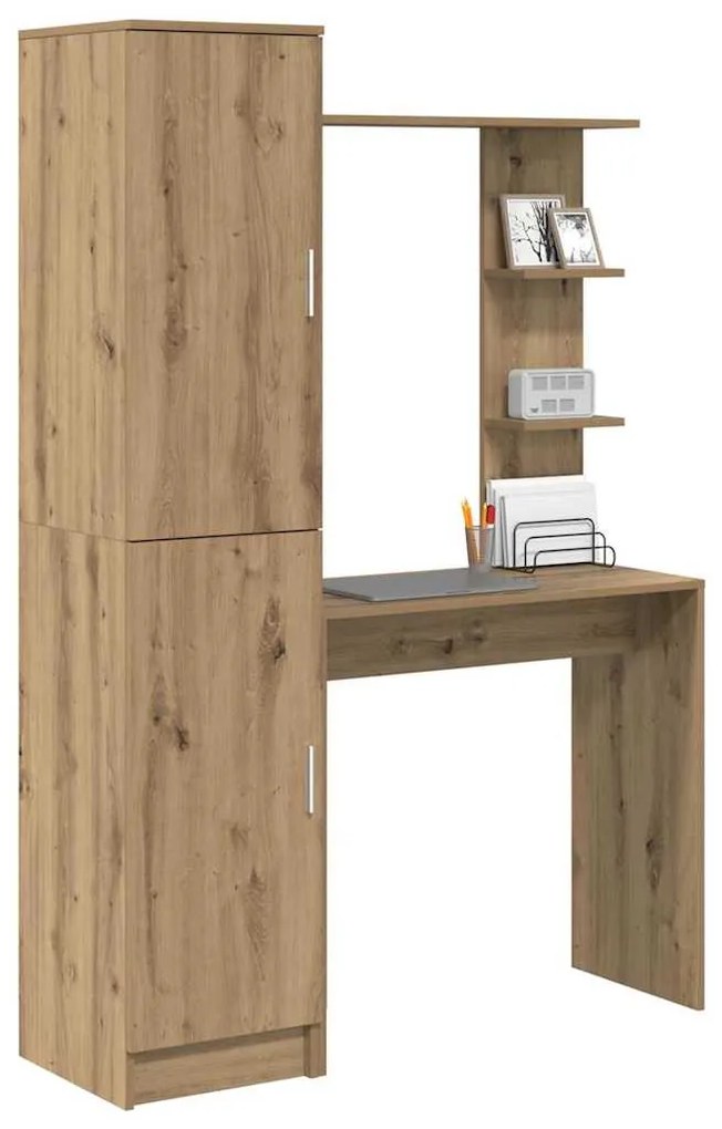 vidaXL Γραφείο με αποθηκευτικό χώρο με ράφι 2 pcs artisan δρυς