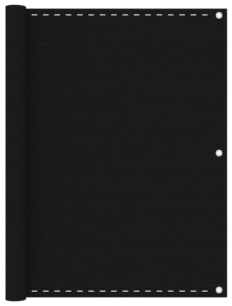 vidaXL Διαχωριστικό Βεράντας Μαύρο 120 x 600 εκ. από HDPE