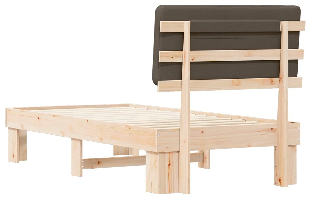 vidaXL Σκελετός Κρεβατιού με Επενδεδυμένο Κεφαλάρι Taupe 75 x 190 cm