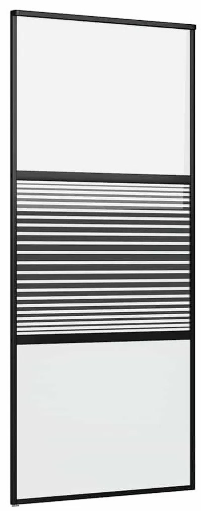 vidaXL Συρόμενη Πόρτα Μαύρο 90 x 205 cm Tempered γυαλί, Αλουμίνιο