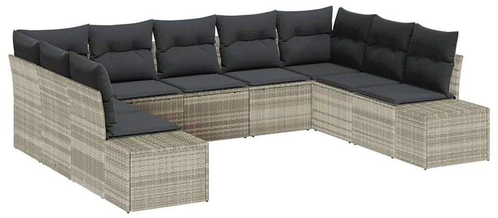 vidaXL Σετ Καναπέ Κήπου με μαξιλάρι 9 pcs Ανοιχτό γκρι συνθετικό ρατάν