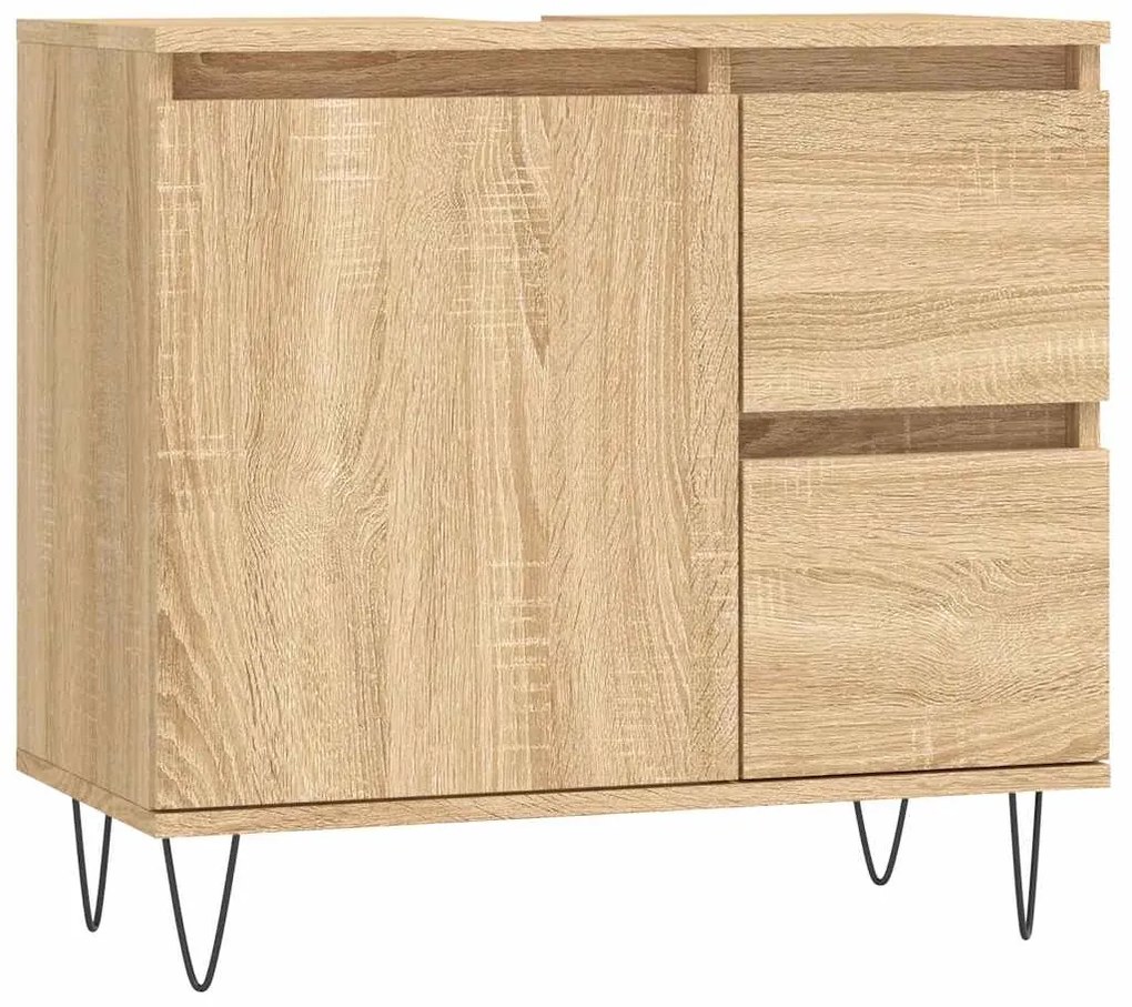 vidaXL Ντουλάπι Μπάνιου Sonoma Δρυς 65x33x60 εκ. Επεξεργασμένο Ξύλο