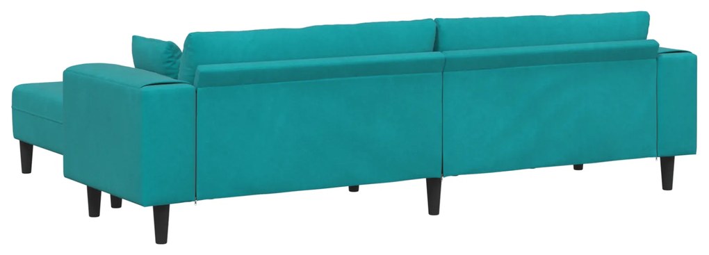 vidaXL Βελούδινος καναπές με μαξιλάρι 3 pcs Τιρκουάζ 208 εκ. Βελούδο