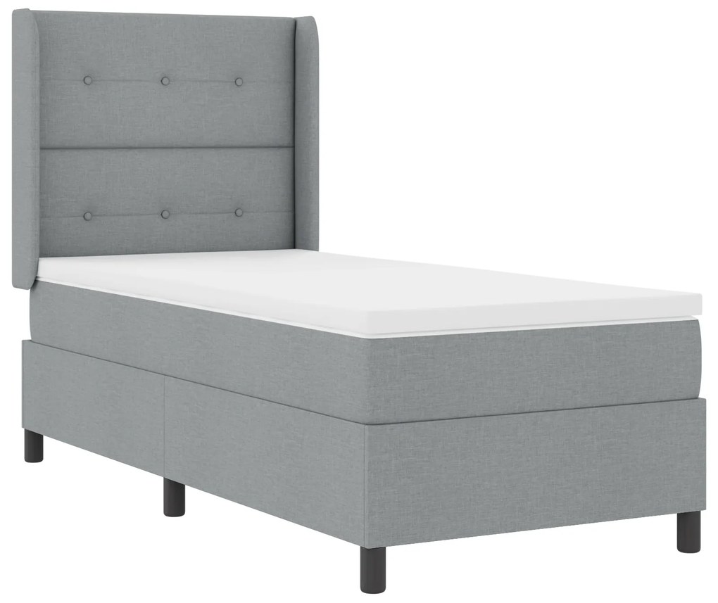 vidaXL Κρεβάτι Box Spring με Στρώμα σε Ανοιχτό Γκρι 90x190 εκ. Υφάσματος