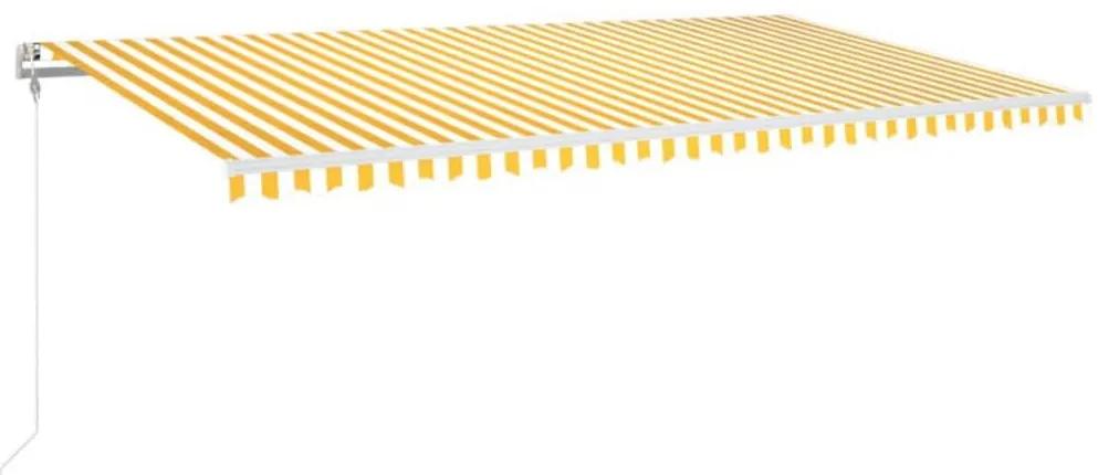 Τέντα Συρόμενη Αυτόματη Κίτρινο / Λευκό 600x350 εκ. - Κίτρινο