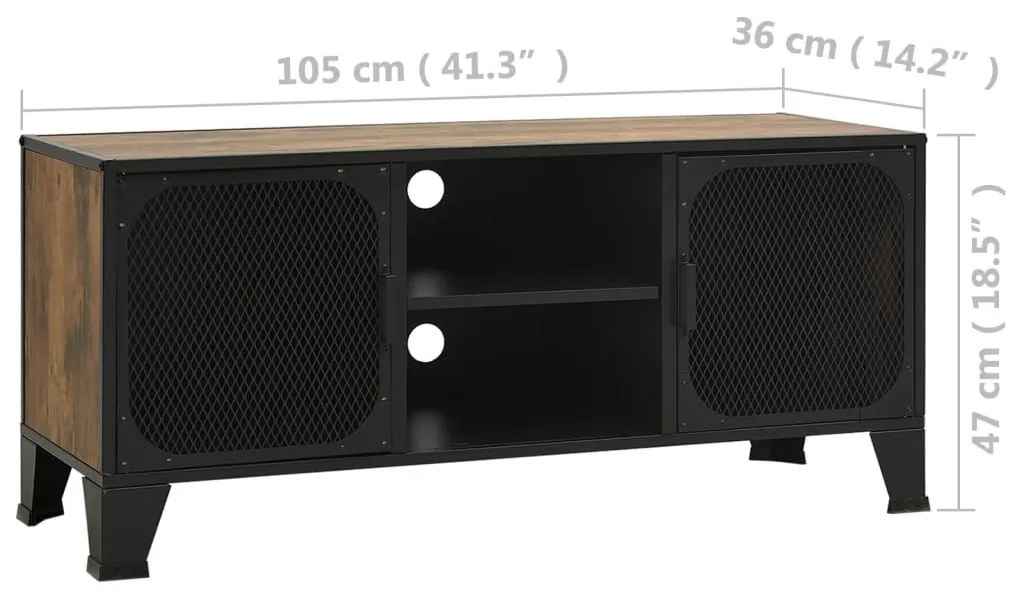 Έπιπλο Τηλεόρασης Ρουστίκ Καφέ 105 x 36 x 47 εκ. Μέταλλο / MDF - Καφέ