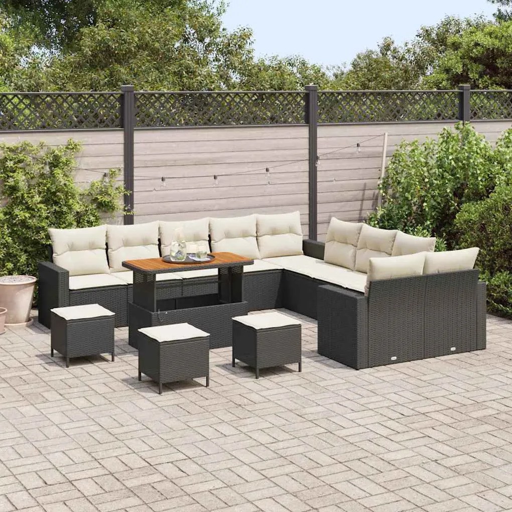 vidaXL Σετ Καναπέ Κήπου 14 pcs Μαύρο συνθετικό ρατάν