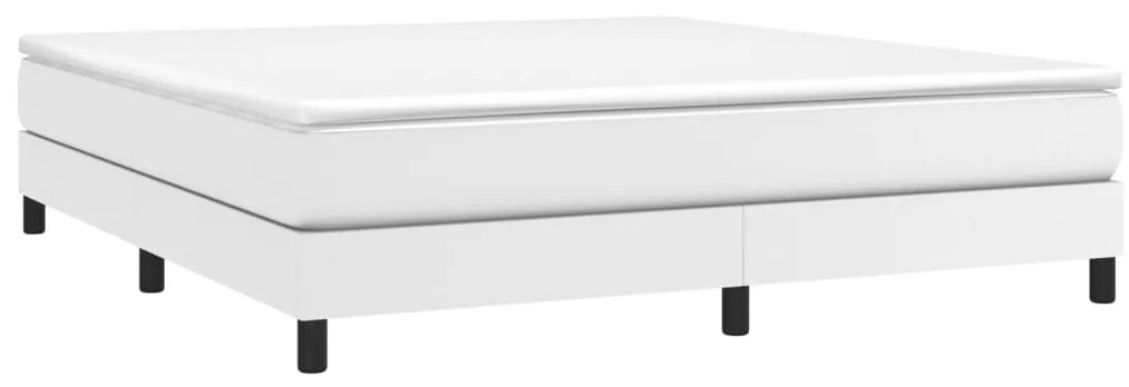 vidaXL Κρεβάτι Boxspring με Στρώμα Λευκό 160x200εκ.από Συνθετικό Δέρμα