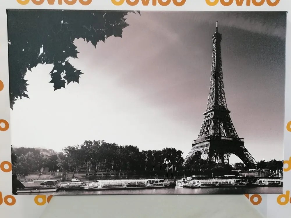 Εικόνα του φθινοπωρινού Παρισιού σε ασπρόμαυρο - 120x80