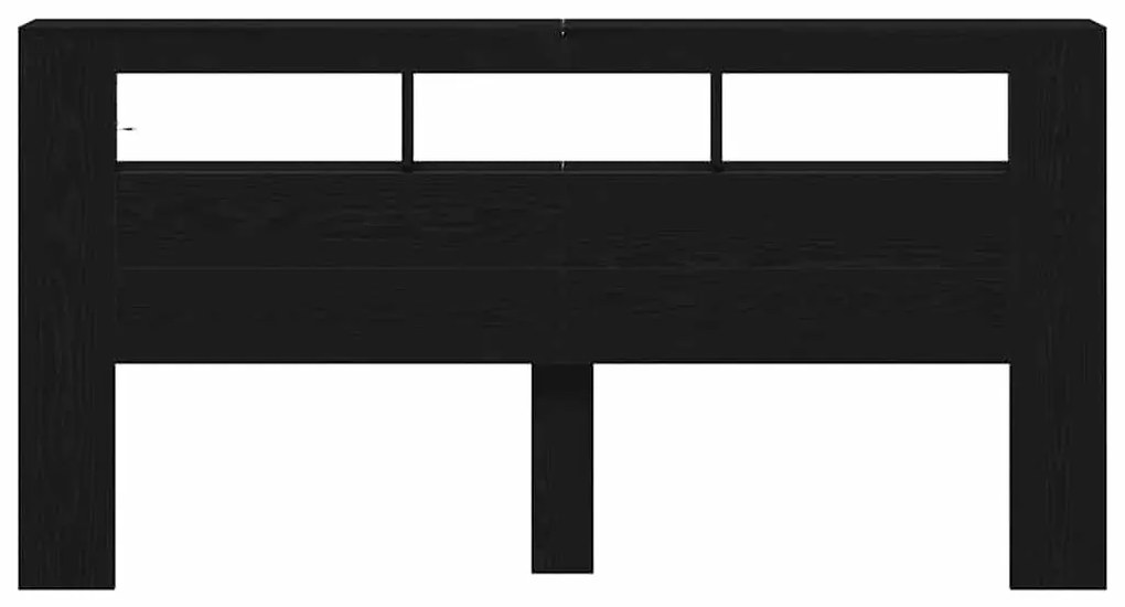 vidaXL LED κεφαλάρι με ράφι Μαύρη δρυς 200 x 18.5 x 103.5 εκ.