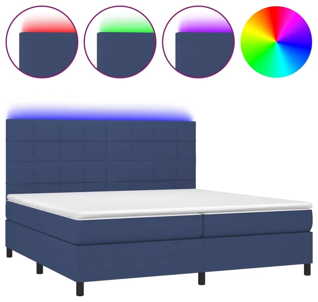 ΚΡΕΒΑΤΙ BOXSPRING ΜΕ ΣΤΡΩΜΑ &amp; LED ΜΠΛΕ 200X200 ΕΚ. ΥΦΑΣΜΑΤΙΝΟ 3134907