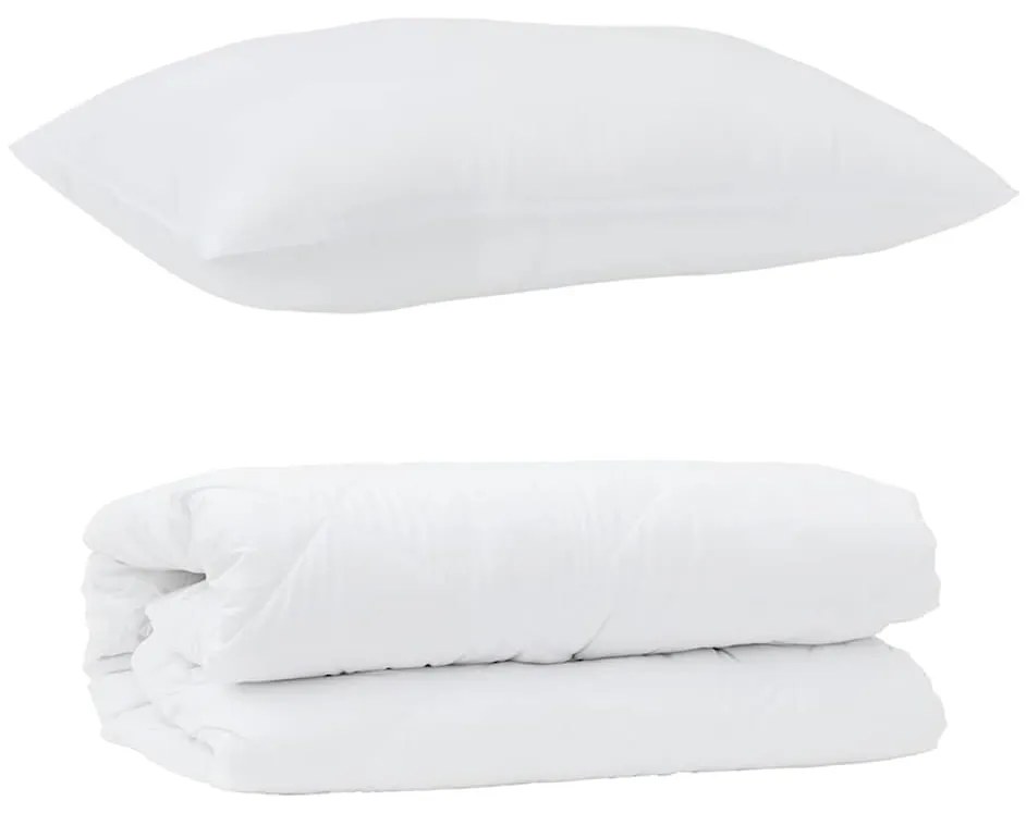 vidaXL Διπλό με Μαξιλάρι 2 pcs Λευκό 155 x 200 εκ. Μικροΐνες