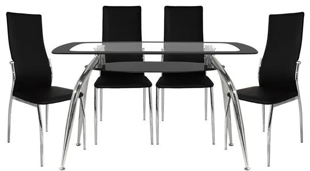 Σετ τραπεζαρίας C10060.02 5τμχ με Τραπέζι NORRIS 120x75x75εκ. &amp; Καρέκλες KIM Μαύρες