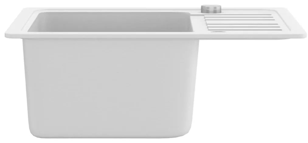 vidaXL Νεροχύτης με Μονή Γούρνα Λευκός Γρανιτένιος