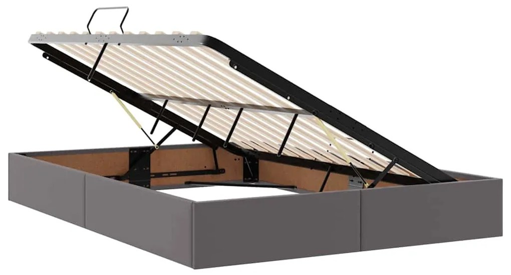 vidaXL Κρεβάτι με αποθηκευτικό χώρο και στρώμα 2 pcs Γκρι Δέρμα