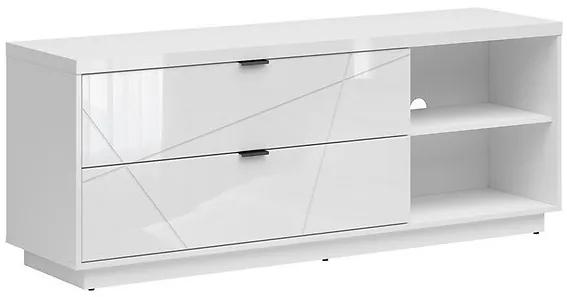 Τραπέζι Tv Boston CE104, Γυαλιστερό λευκό, Άσπρο, Αριθμός συρταριών: 2, 156x61x43cm, 43 kg | Epipla1.gr