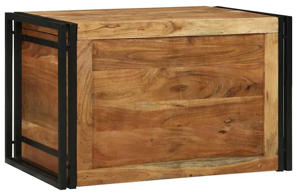 vidaXL Κουτί αποθήκευσης Καφέ και μαύρο 80 x 50 x 50 εκ Ξύλο ακακίας