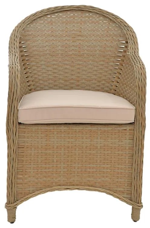 Πολυθρόνα κήπου Hadrian rattan καφέ- textilene μπεζ 57x70x85εκ