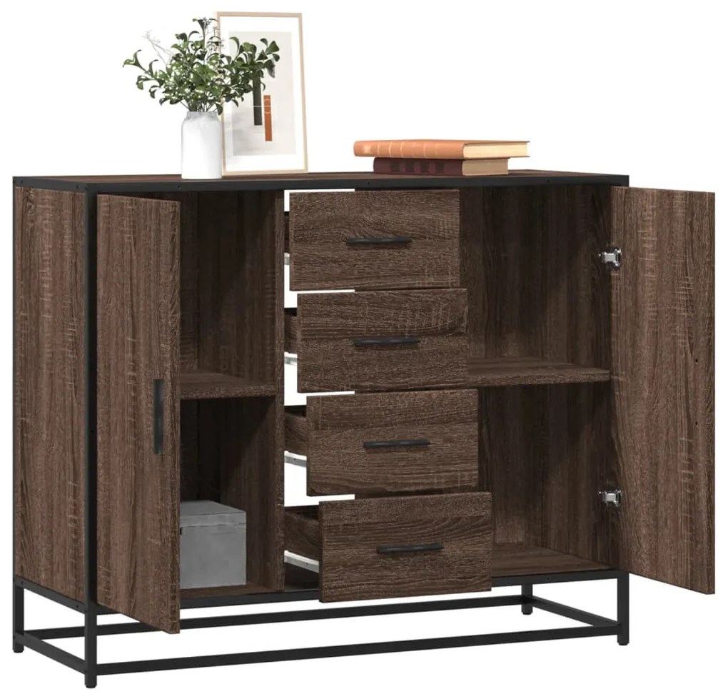 vidaXL Sideboard καφέ δρυς 92x35x76 cm Ξύλινο μηχανουργικό ξύλο