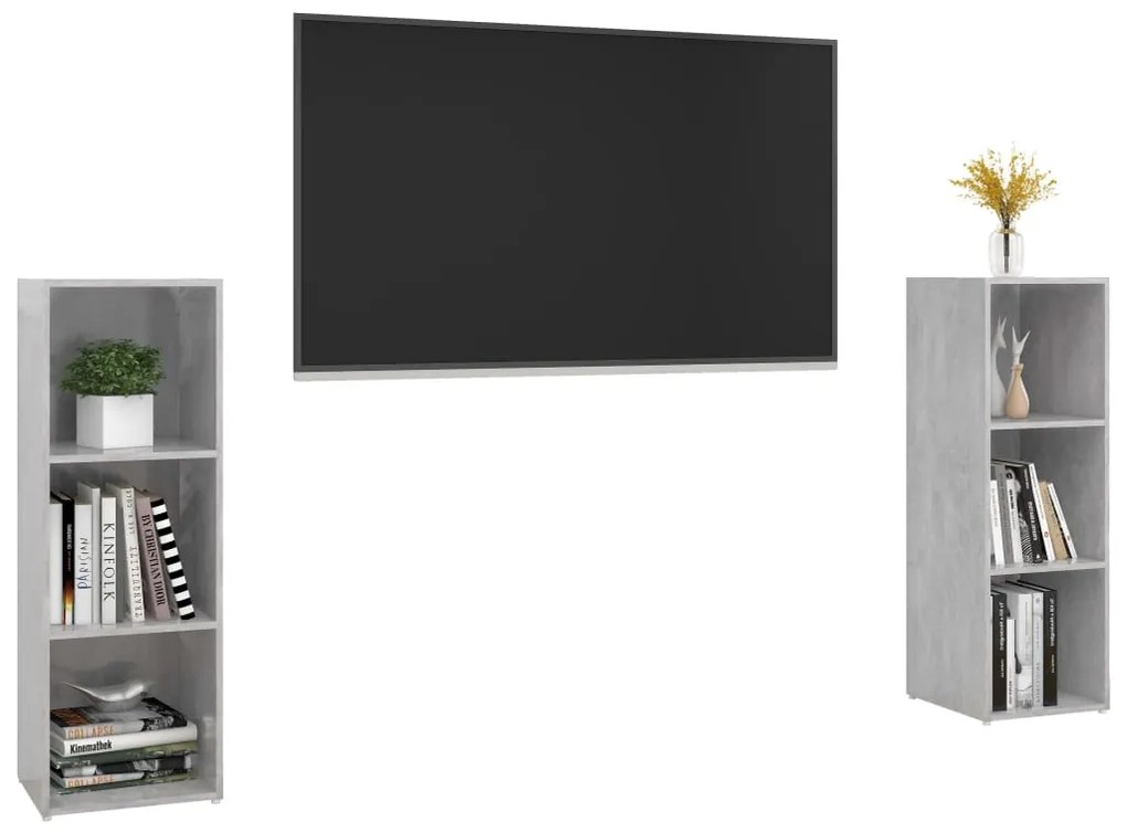 vidaXL Έπιπλα Τηλεόρασης 2 τεμ. Γκρι Σκυρ. 107x35x37 εκ. Μοριοσανίδα