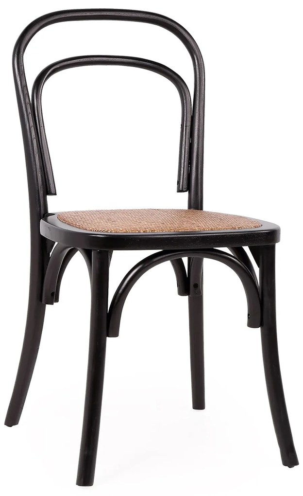 Καρέκλα Επαγγελματική ArteLibre LETO Μαύρο Ξύλο/Rattan 45x54x89cm
