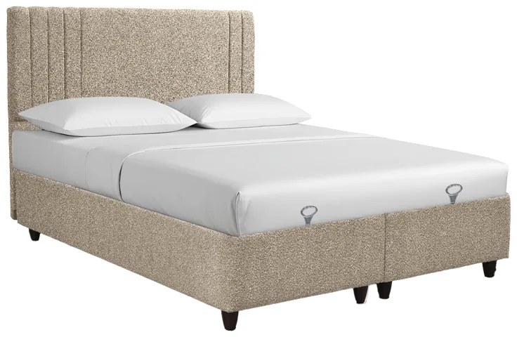 Κρεβάτι με αποθηκευτικό χώρο Lineo pakoworld μπουκλέ σε μπεζ απόχρωση 160x200εκ