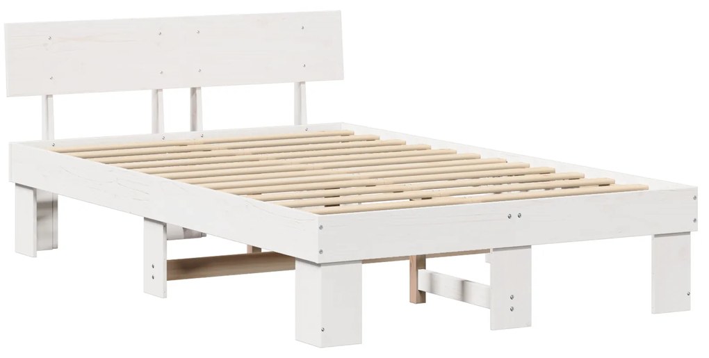 vidaXL Σκελετός Κρεβατιού Λευκό 120 x 200 cm Συμπαγές ξύλο πεύκου